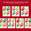 Classic Holiday Christmas Printable Advent Calendar Treat Cones - Instant Download